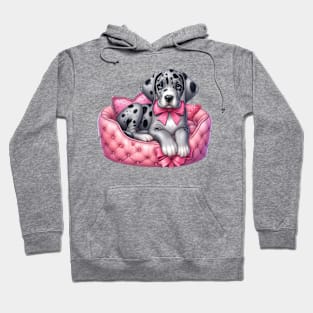 Valentine Great Dane Dog in Bed Hoodie